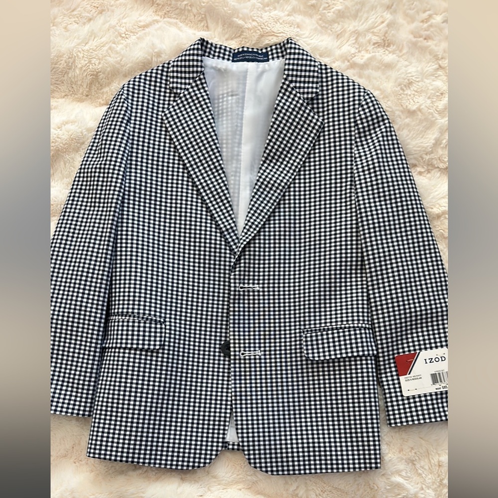 Boys Navy check blazer